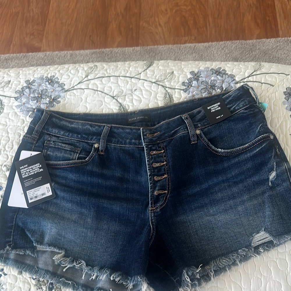 Silver Jean co Dark Blue Denim Shorts